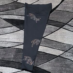 VS PINK 2018 RHINESTONES LOGO CROP LEGGINGS